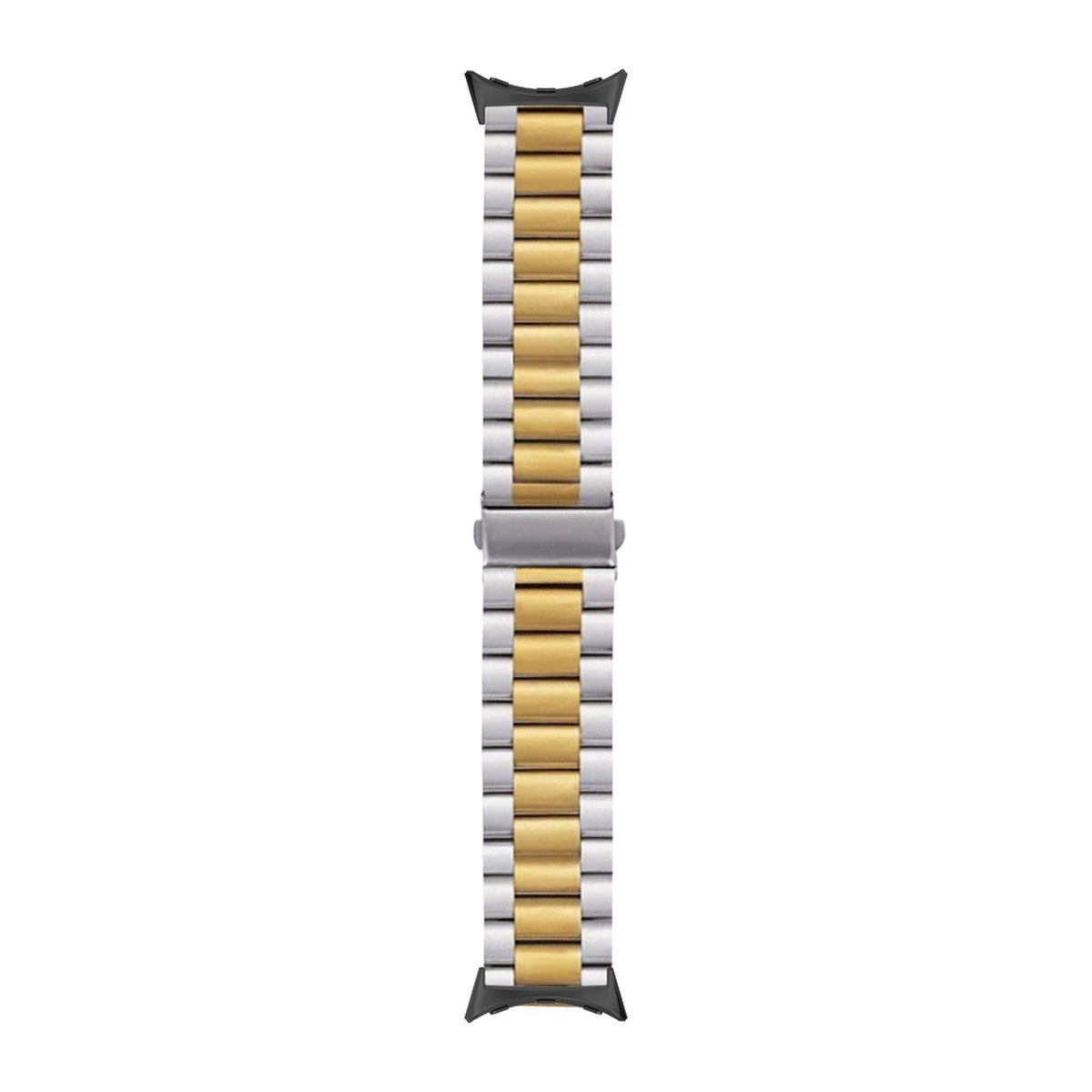 Steel Bracelet Black with Deployant Clasp - Silver/Gold with Google Pixel Spring Bar Adapters - Wear Any 20mm Strap! for Pixel Watch 3-5 45mm