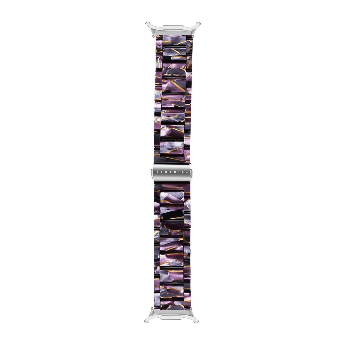 Crystalised Acetate - Eccentric Purple Silver with Strap Adapter for Galaxy Watch 8-9/Ultra