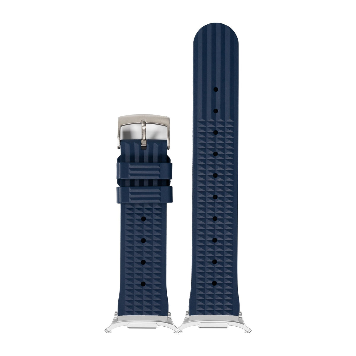 King Waffle FKM Rubber - Navy Blue Silver with Strap Adapter for Galaxy Watch 8-9/Ultra