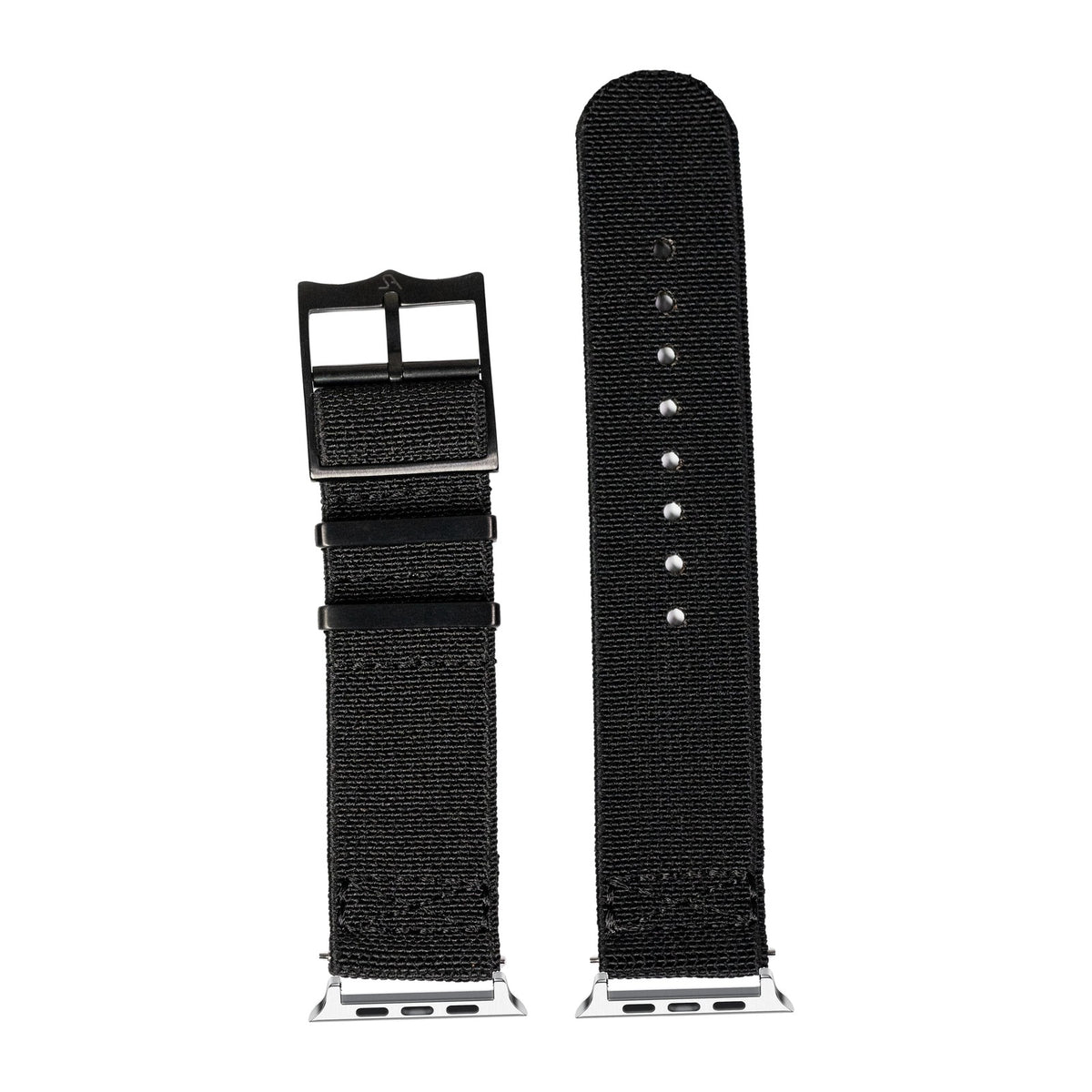 ElastoFlex - Stealth Black [Black Hardware] Silver with Connecters - Spring Bar Type for Apple Watch