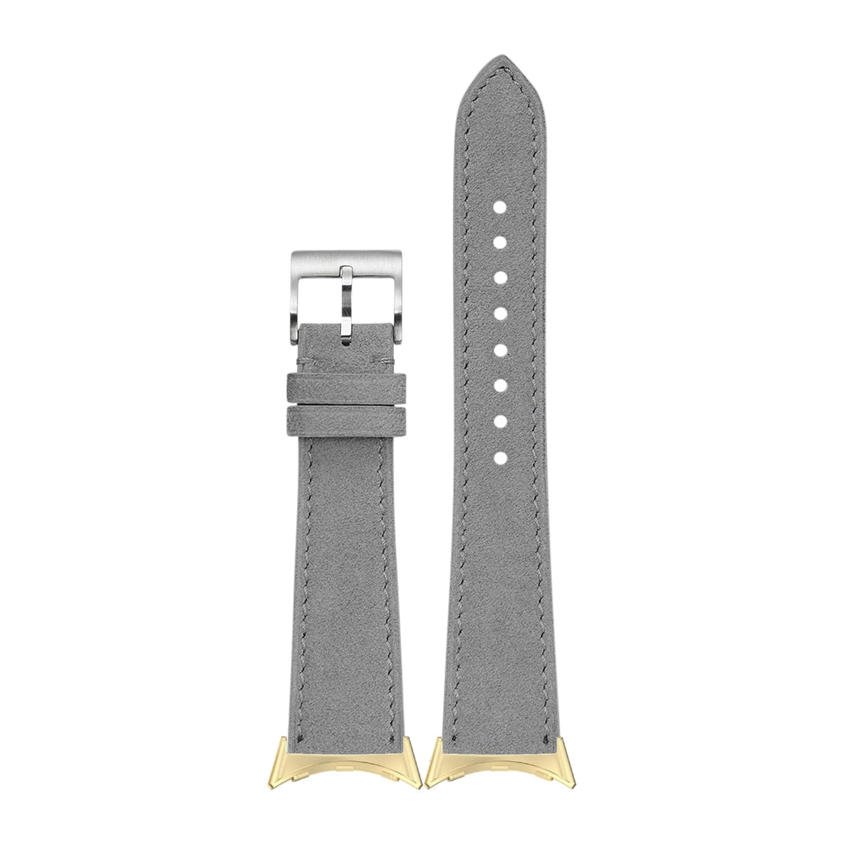 Alcantara Leather - Grey Gold with Google Pixel Spring Bar Adapters - Wear Any 20mm Strap! for Pixel Watch 3-5 45mm