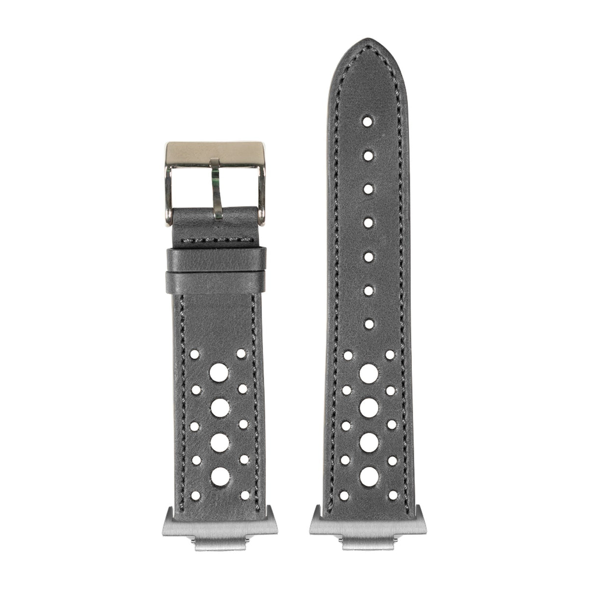 Leather - Daytona - Black Silver with Strap Adapter for Tissot PRX 40