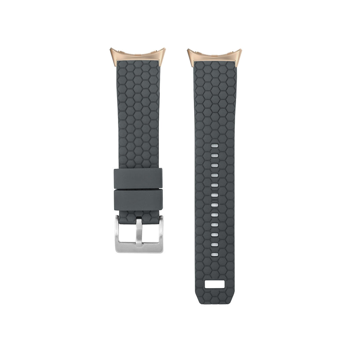 Hexagon Silicone Rose Gold with Google Pixel Spring Bar Adapters - Wear Any 20mm Strap! for Pixel Watch 3-5 45mm