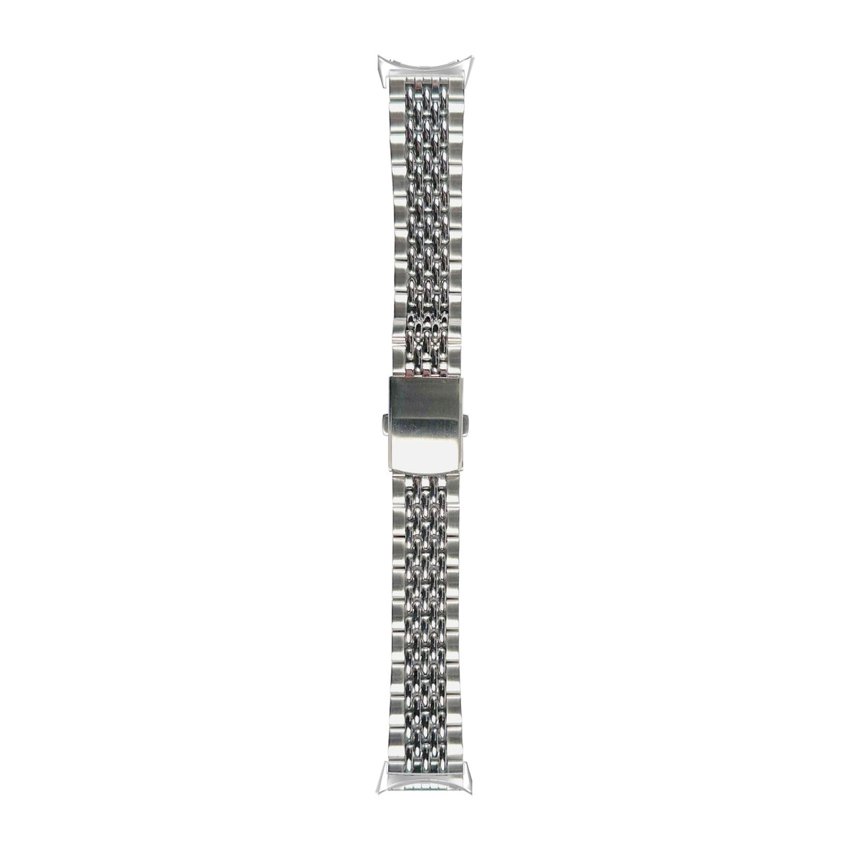 Steel Bracelet - Beads of Rice Silver Silver with Google Pixel Spring Bar Adapters - Wear Any 20mm Strap! for Pixel Watch 3-5 45mm
