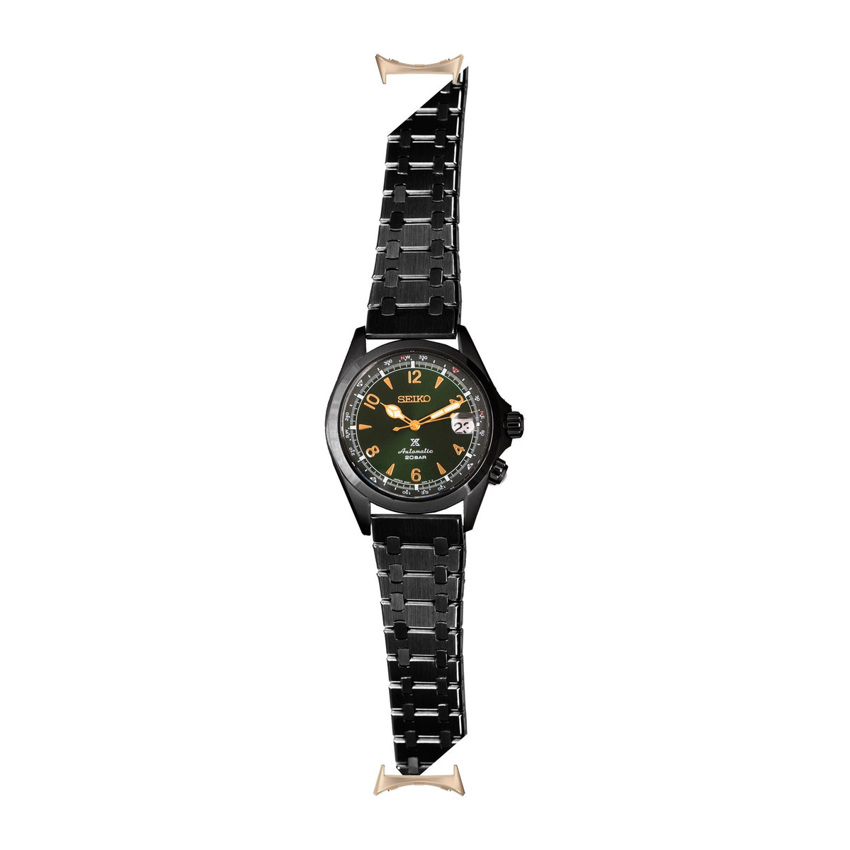 Medallion Bracelet - Black Rose Gold with Google Pixel Spring Bar Adapters - Wear Any 20mm Strap! for Pixel Watch 3-5 45mm