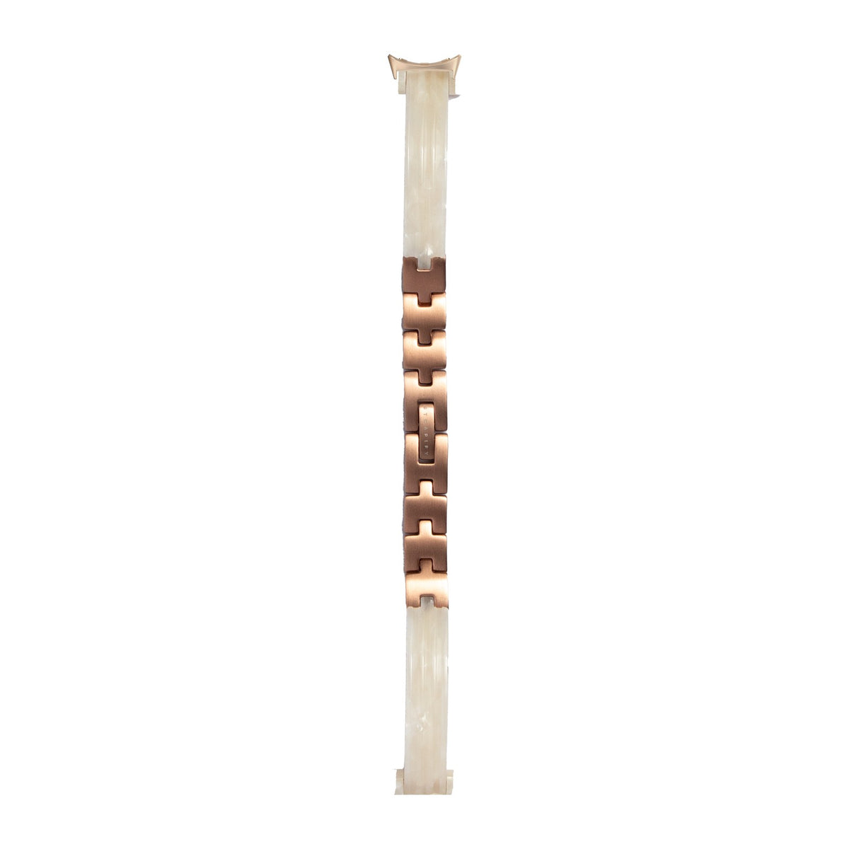 Acetate Bangle - White Pearl / Rose Gold Rose Gold with Google Pixel Spring Bar Adapters - Wear Any 20mm Strap! for Pixel Watch 3-5 45mm