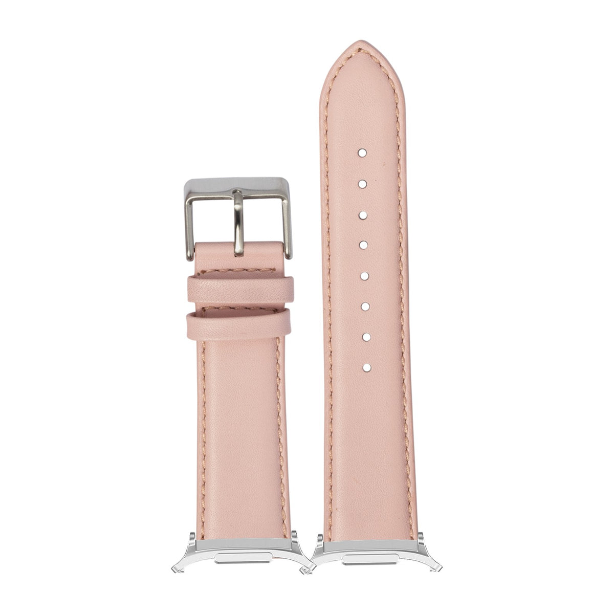 Padded Leather - Pink Silver with Strap Adapter for Galaxy Watch 8-9/Ultra