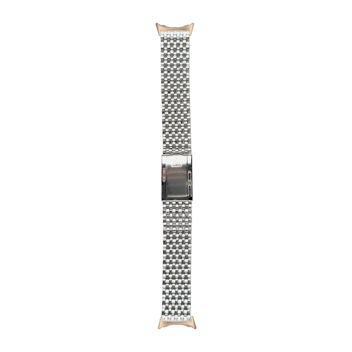 9-Row Beads of Rice Stainless Steel Watch Bracelet Rose Gold with Google Pixel Spring Bar Adapters - Wear Any 20mm Strap! for Pixel Watch 3-5 45mm