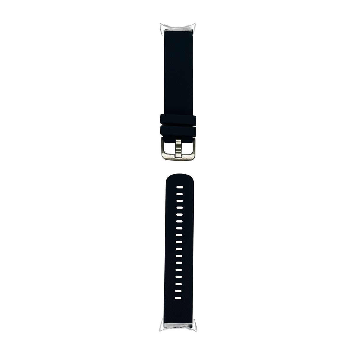 Original Silicone Small/Medium Black Silver with Google Pixel Spring Bar Adapters - Wear Any 20mm Strap! for Pixel Watch 1-5 41mm