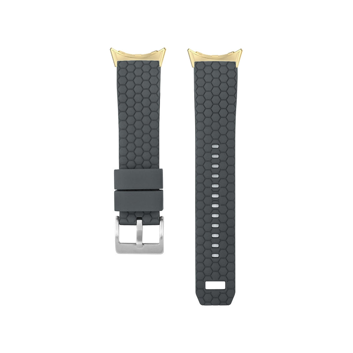 Hexagon Silicone Gold with Google Pixel Spring Bar Adapters - Wear Any 20mm Strap! for Pixel Watch 3-5 45mm