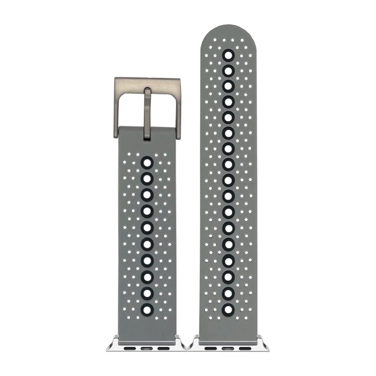 Flexi Sports Silicone 2 Grey Silver with Connecters - Spring Bar Type for Apple Watch
