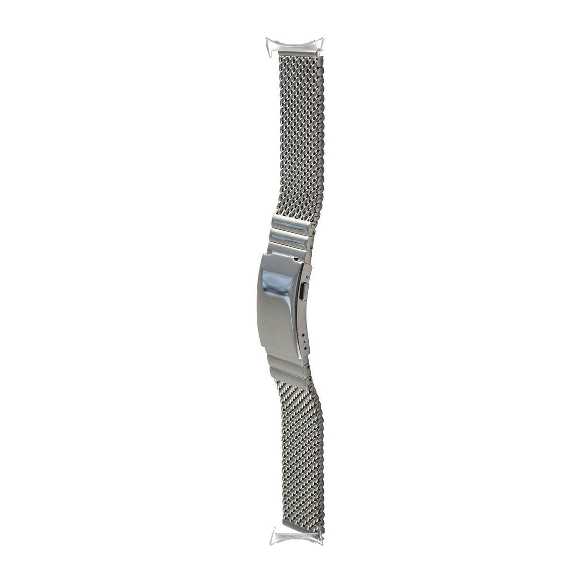 Milanese Link Silver with Button Clasp 2792 - Silver with Google Pixel Spring Bar Adapters - Wear Any 20mm Strap! for Pixel Watch 1-5 41mm