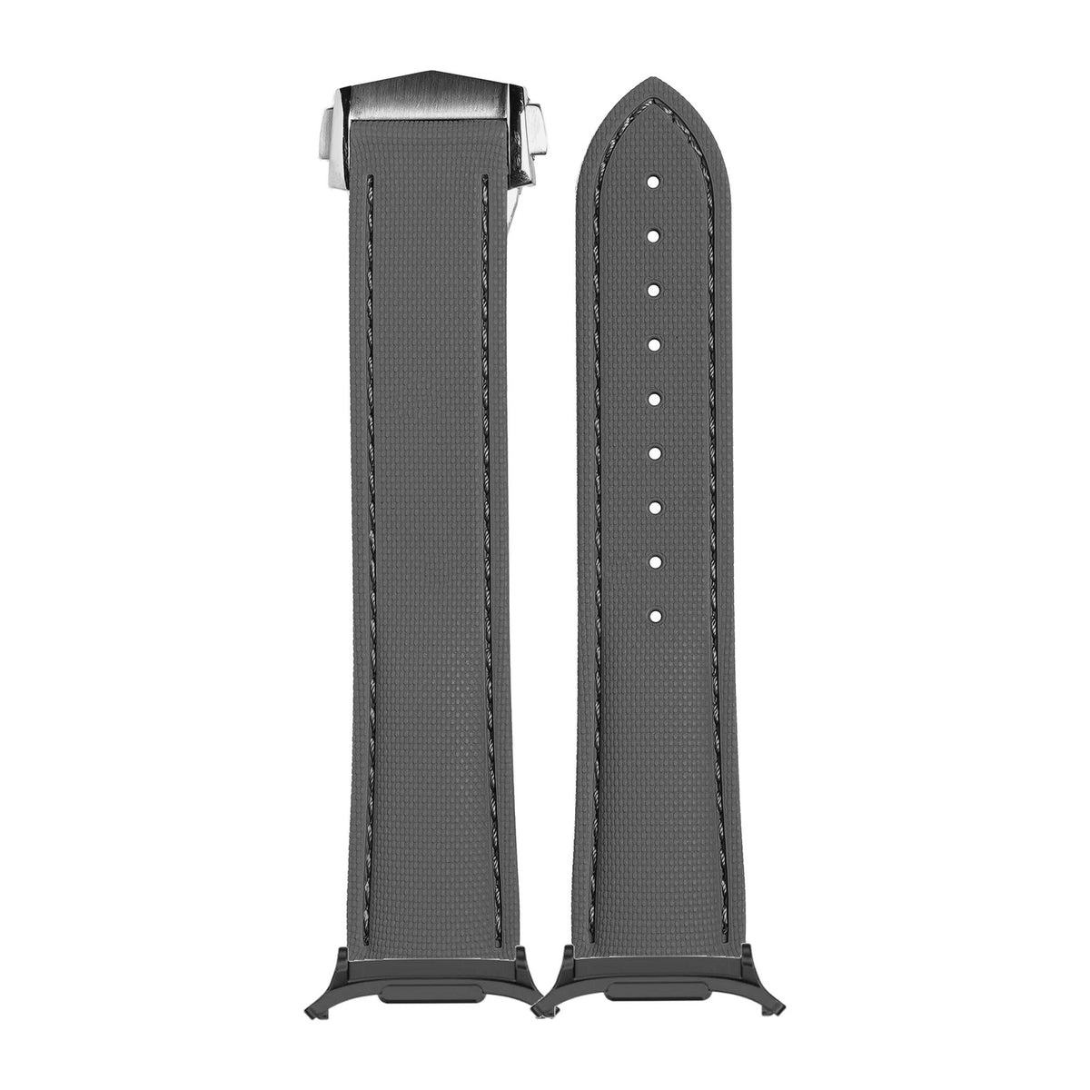 Textured FKM Rubber Grey Black with Strap Adapter for Galaxy Watch 8-9/Ultra