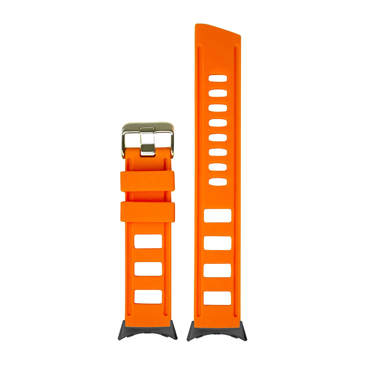 Iso Silicone Orange Black with Google Pixel Spring Bar Adapters - Wear Any 20mm Strap! for Pixel Watch 3-5 45mm