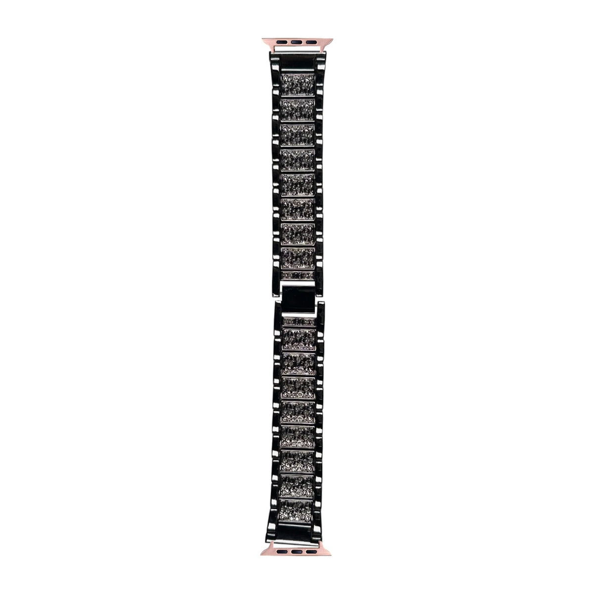 Zirconia Shimmer Bracelet Black Rose Gold with Connecters - Spring Bar Type for Apple Watch