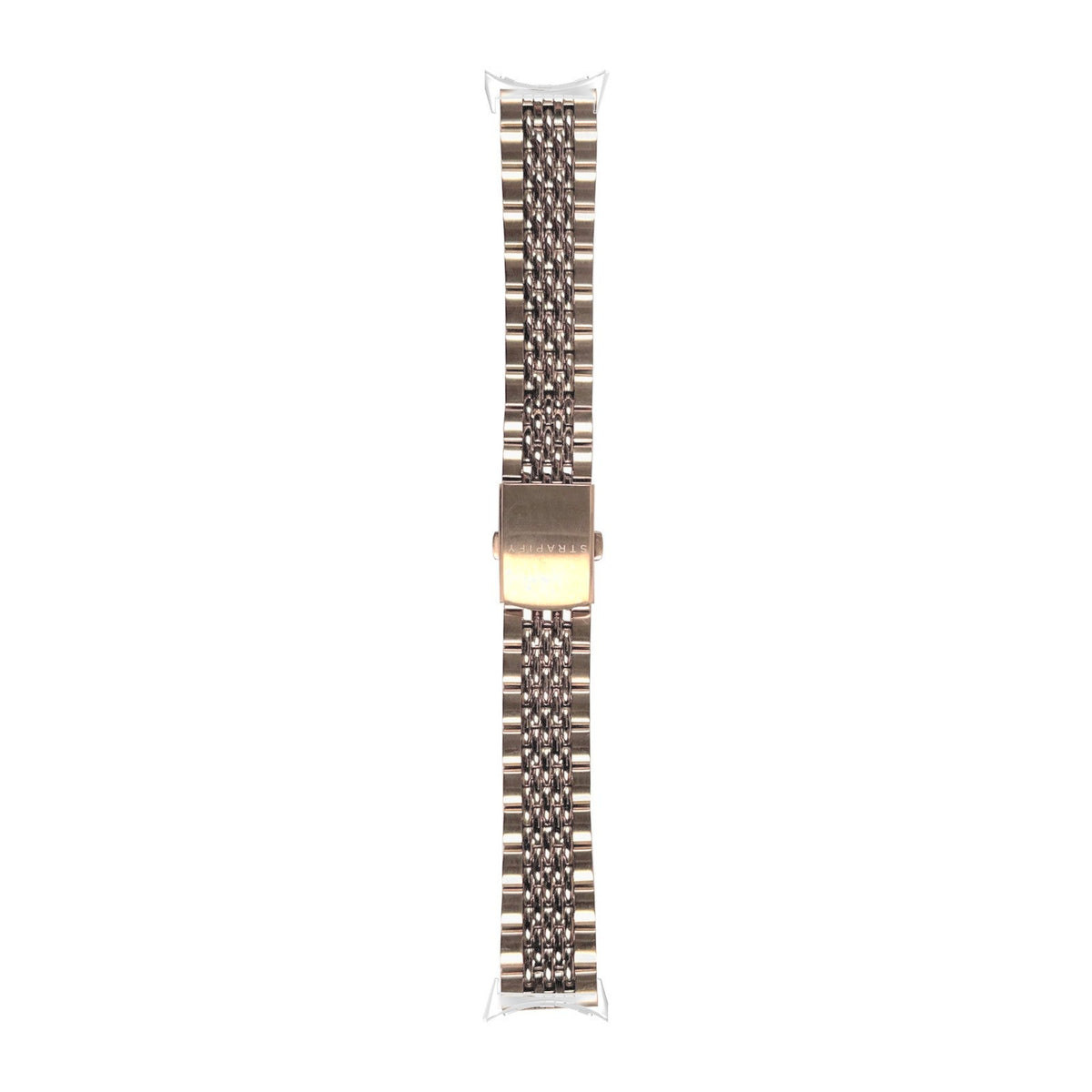 Steel Bracelet - Beads of Rice Rose Gold Silver with Google Pixel Spring Bar Adapters - Wear Any 20mm Strap! for Pixel Watch 3-5 45mm