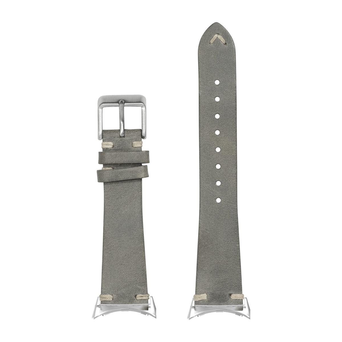 Vintage Knotted Leather - Grey Silver with Google Pixel Spring Bar Adapters - Wear Any 20mm Strap! for Pixel Watch 3-5 45mm