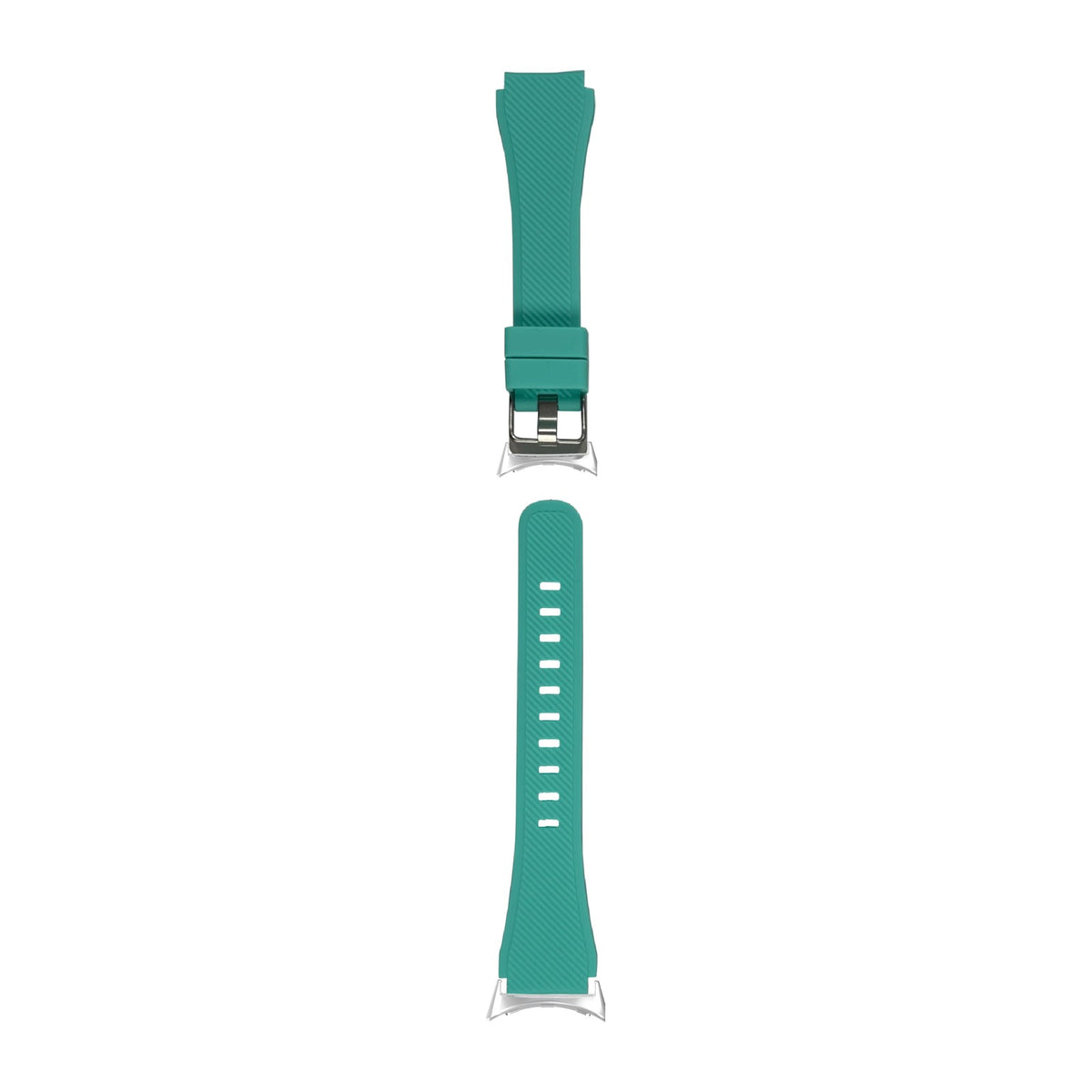Flexi Silicone Teal Silver with Google Pixel Spring Bar Adapters - Wear Any 20mm Strap! for Pixel Watch 3-5 45mm
