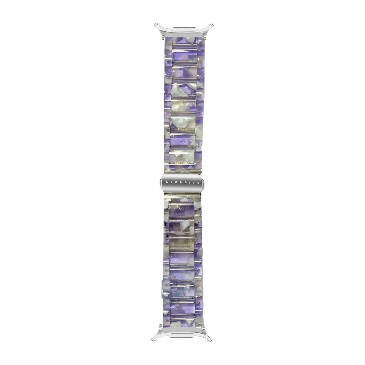 Crystalised Acetate - Lavender Dreams Silver with Strap Adapter for Galaxy Watch 8-9/Ultra