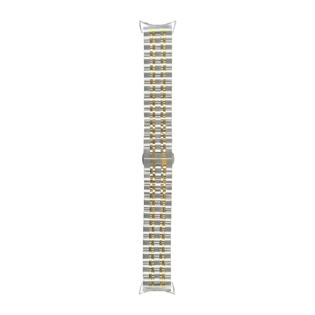 Steel Bracelet (Silver/Gold) - Deployment Clasp 2 Silver with Google Pixel Spring Bar Adapters - Wear Any 20mm Strap! for Pixel Watch 1-5 41mm