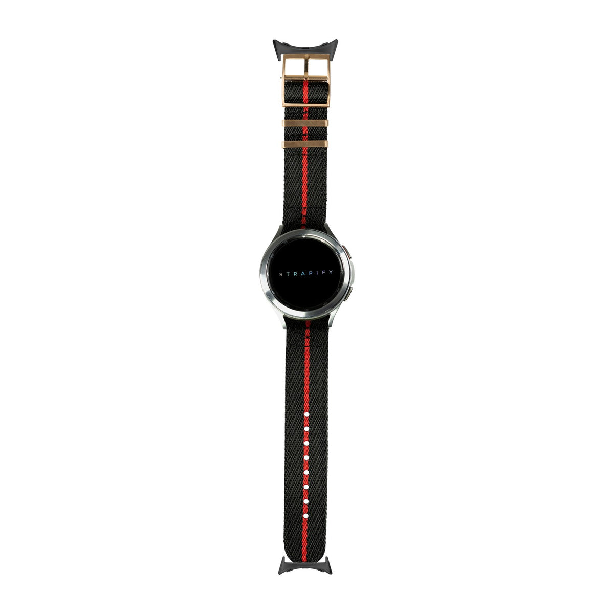 Cross Militex - Black / Red [Rose Gold Hardware] Black with Google Pixel Spring Bar Adapters - Wear Any 20mm Strap! for Pixel Watch 3-5 45mm