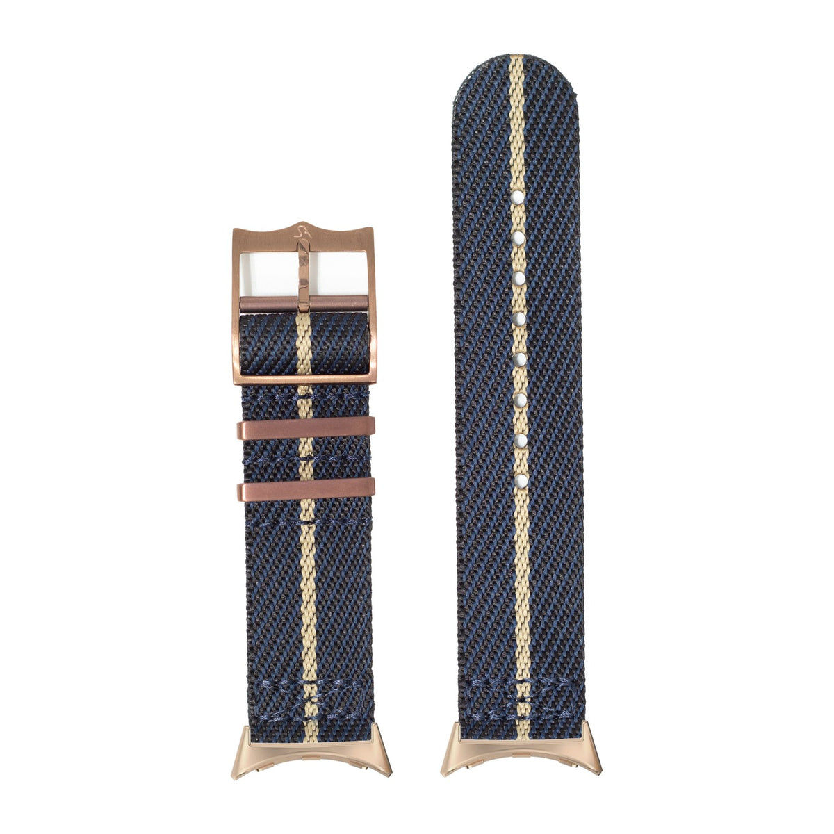 Cross Militex - Blue / Wheat [Bronze Coloured Hardware] Rose Gold with Google Pixel Spring Bar Adapters - Wear Any 20mm Strap! for Pixel Watch 3-5 45mm