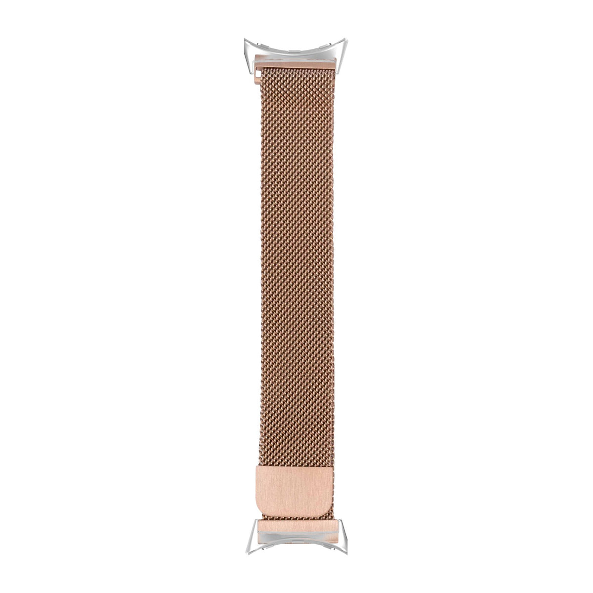 Milanese - Rose Gold Silver with Google Pixel Spring Bar Adapters - Wear Any 20mm Strap! for Pixel Watch 3-5 45mm