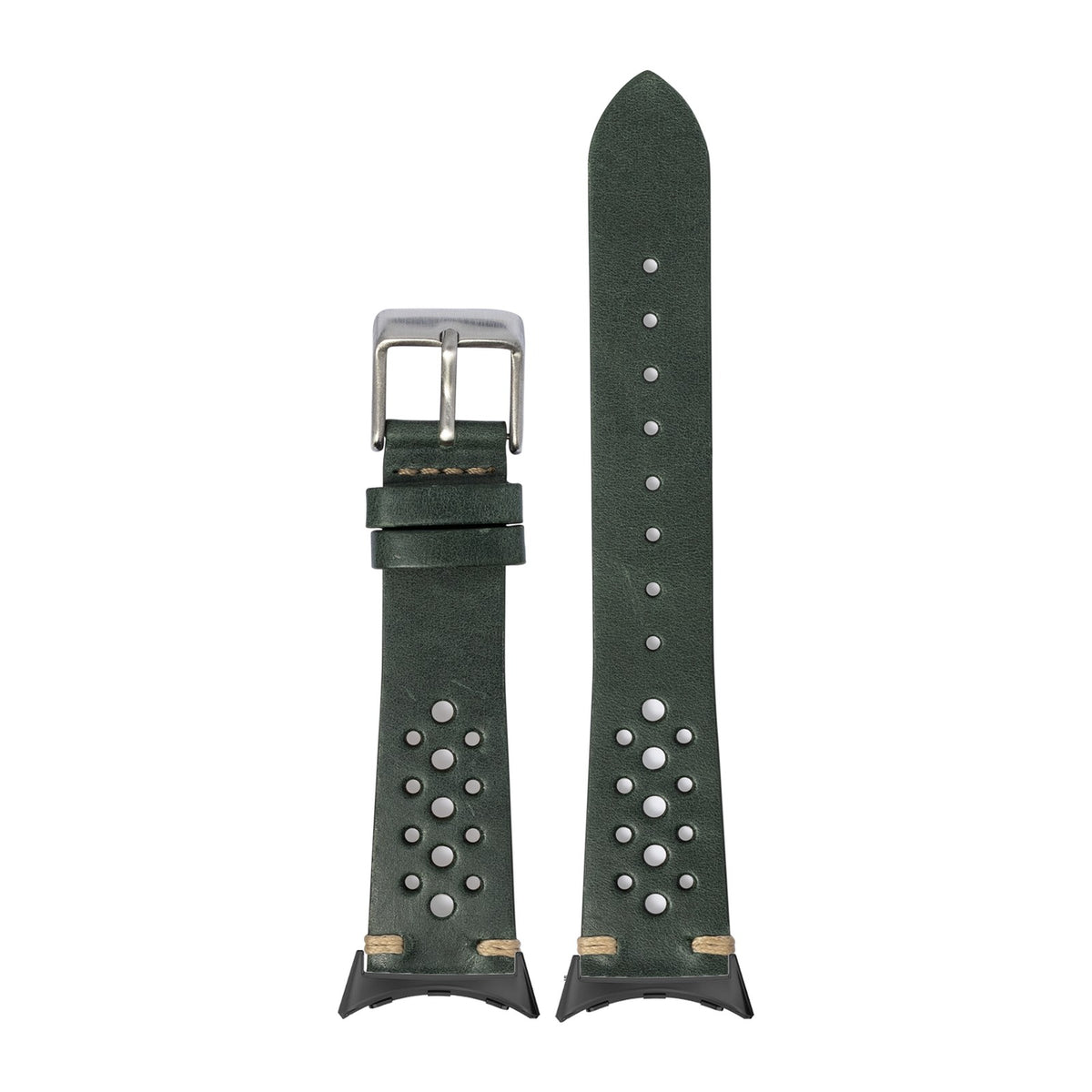 Vintage Rally Leather - Forest Green Black with Google Pixel Spring Bar Adapters - Wear Any 20mm Strap! for Pixel Watch 1-5 41mm
