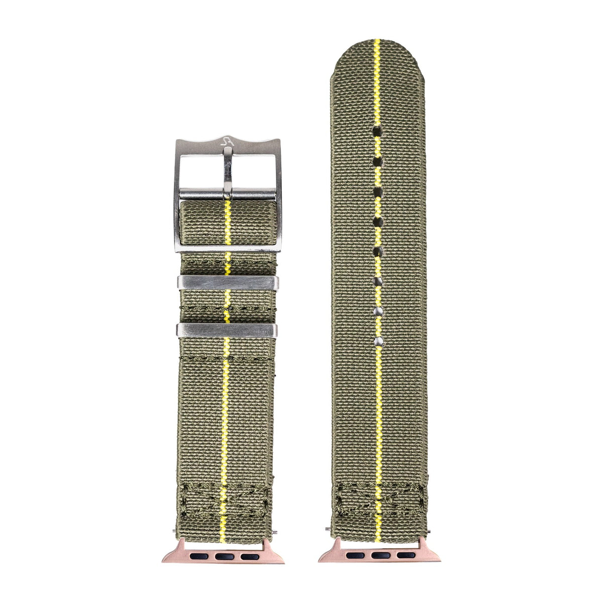 ElastoFlex - Green/Yellow Rose Gold with Connecters - Spring Bar Type for Apple Watch