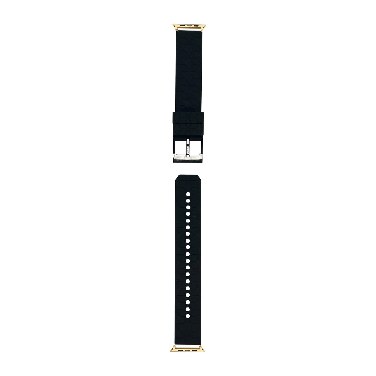 Prism Silicone [Black Hardware] Black Gold with Connecters - Spring Bar Type for Apple Watch