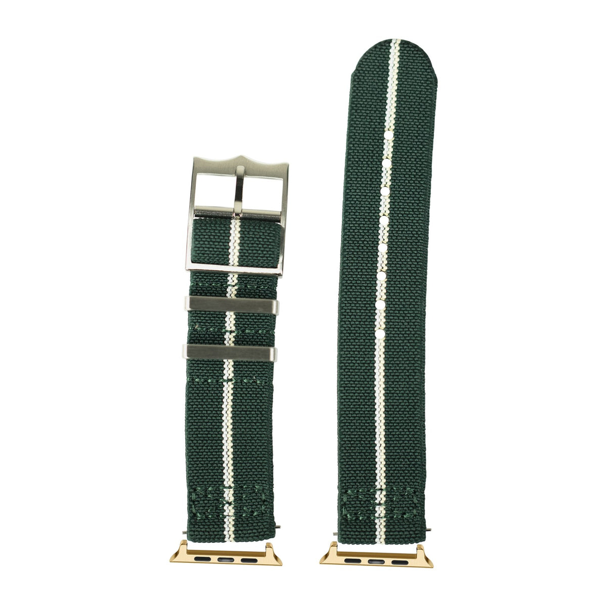 ElastoFlex - Green/Wheat/White Gold with Connecters - Spring Bar Type for Apple Watch