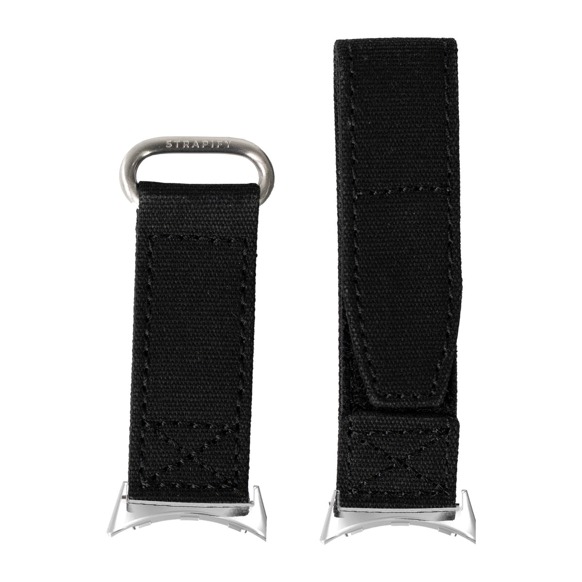 Military Velcro - Black Silver with Google Pixel Spring Bar Adapters - Wear Any 20mm Strap! for Pixel Watch 1-5 41mm