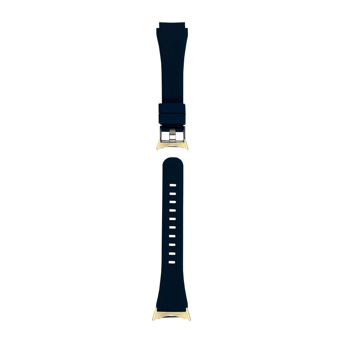 Flexi Silicone Midnight Blue Gold with Google Pixel Spring Bar Adapters - Wear Any 20mm Strap! for Pixel Watch 3-5 45mm