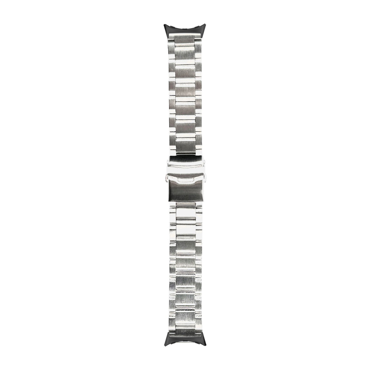Steel Bracelet - Hex Link Silver Black with Safety Deployant Clasp with Google Pixel Spring Bar Adapters - Wear Any 20mm Strap! for Pixel Watch 3-5 45mm
