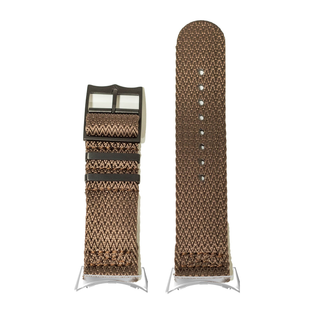 Sharktooth Militex - Stealth Brown [Black Hardware] Silver with Google Pixel Spring Bar Adapters - Wear Any 20mm Strap! for Pixel Watch 3-5 45mm
