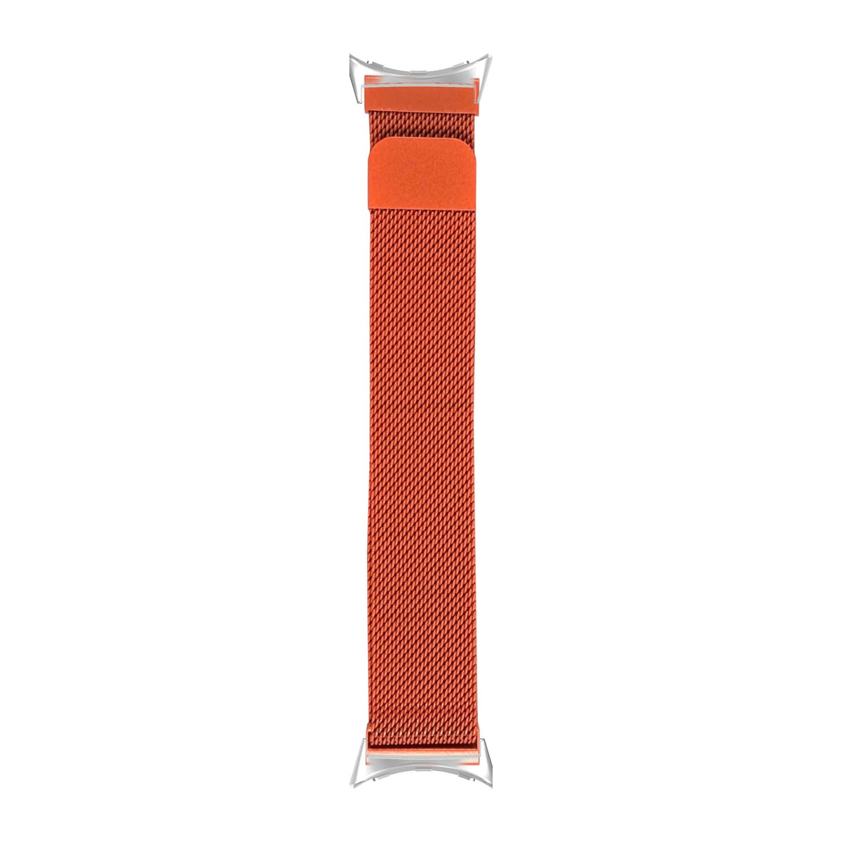 Milanese - Orange Silver with Google Pixel Spring Bar Adapters - Wear Any 20mm Strap! for Pixel Watch 1-5 41mm
