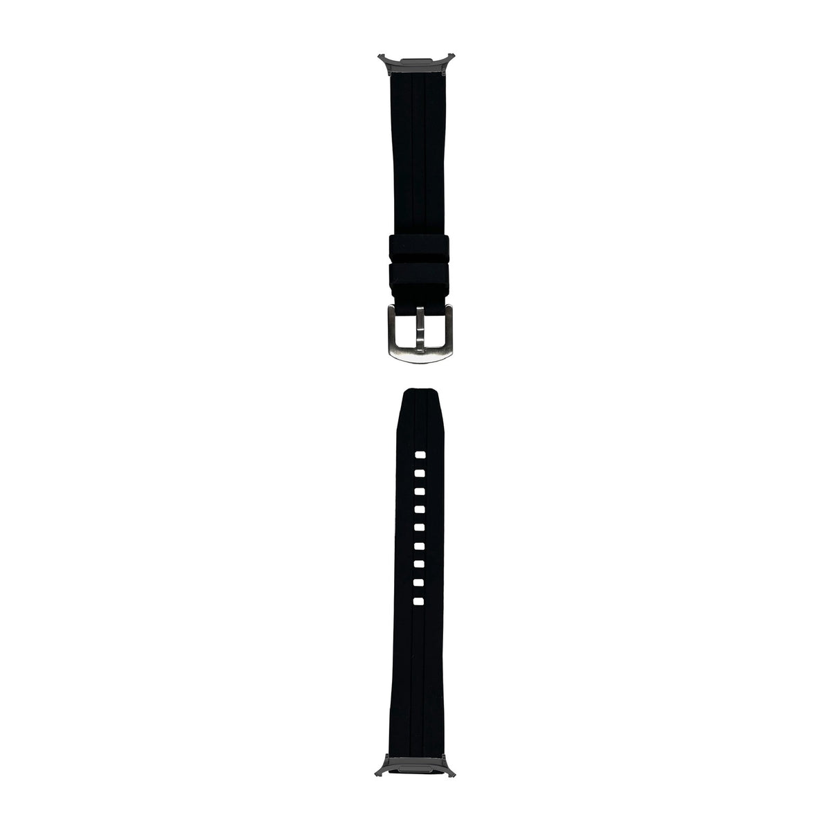 Large Silicone - Black Black with Strap Adapter for Galaxy Watch 8-9/Ultra