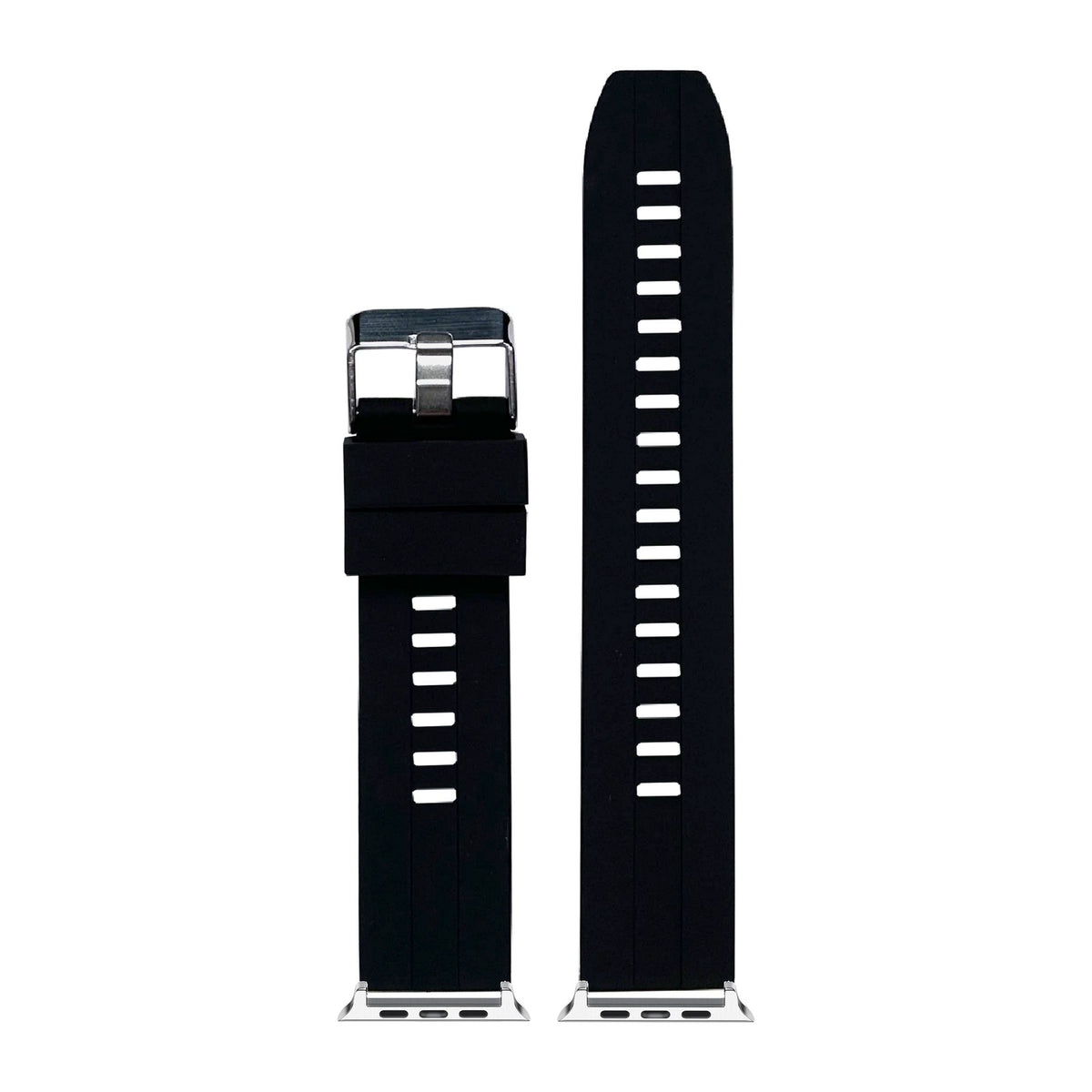 Flexi Silicone 2 Black Silver with Connecters - Spring Bar Type for Apple Watch