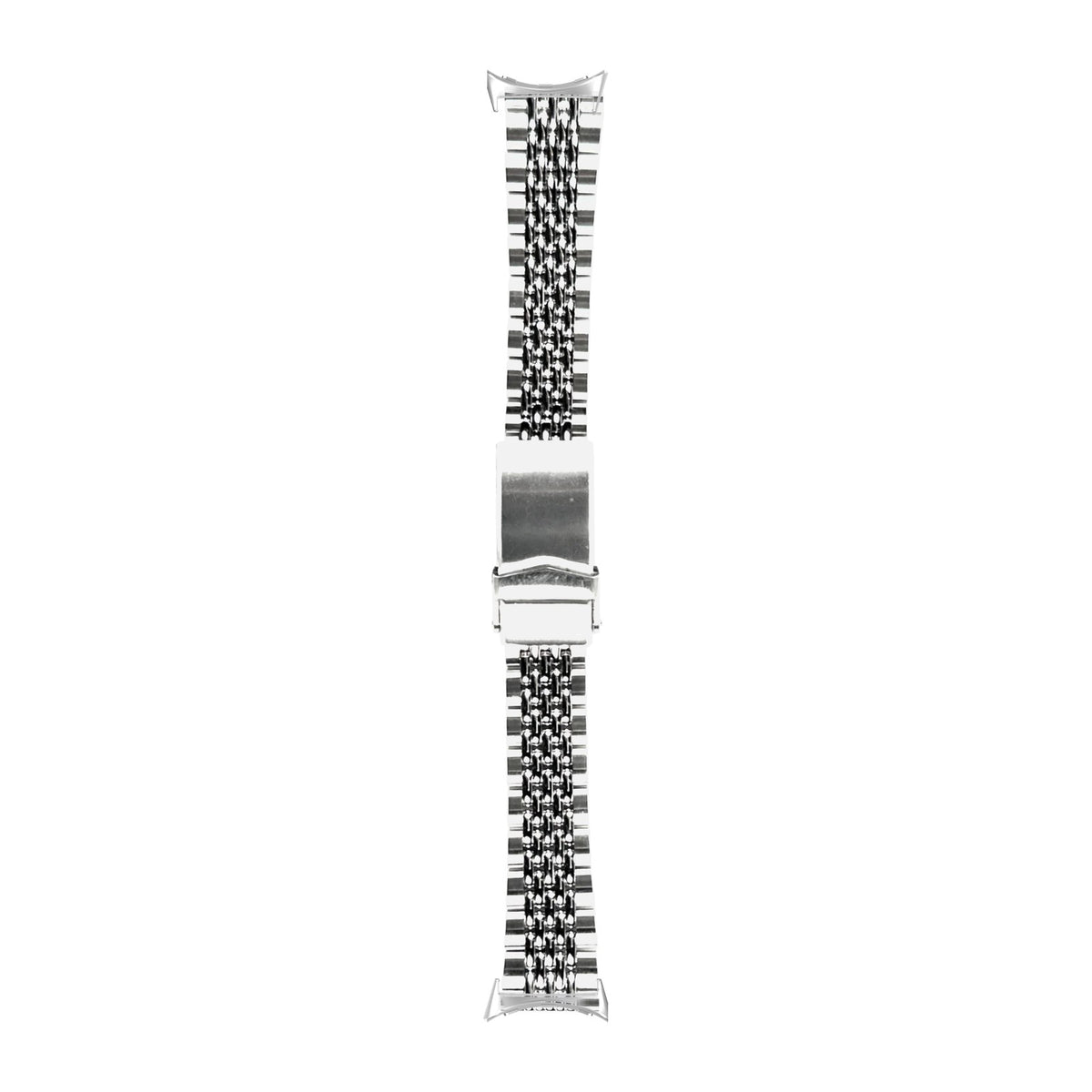 Goma BOR Steel Bracelet Silver with V-Clasp with Google Pixel Spring Bar Adapters - Wear Any 20mm Strap! for Pixel Watch 3-5 45mm
