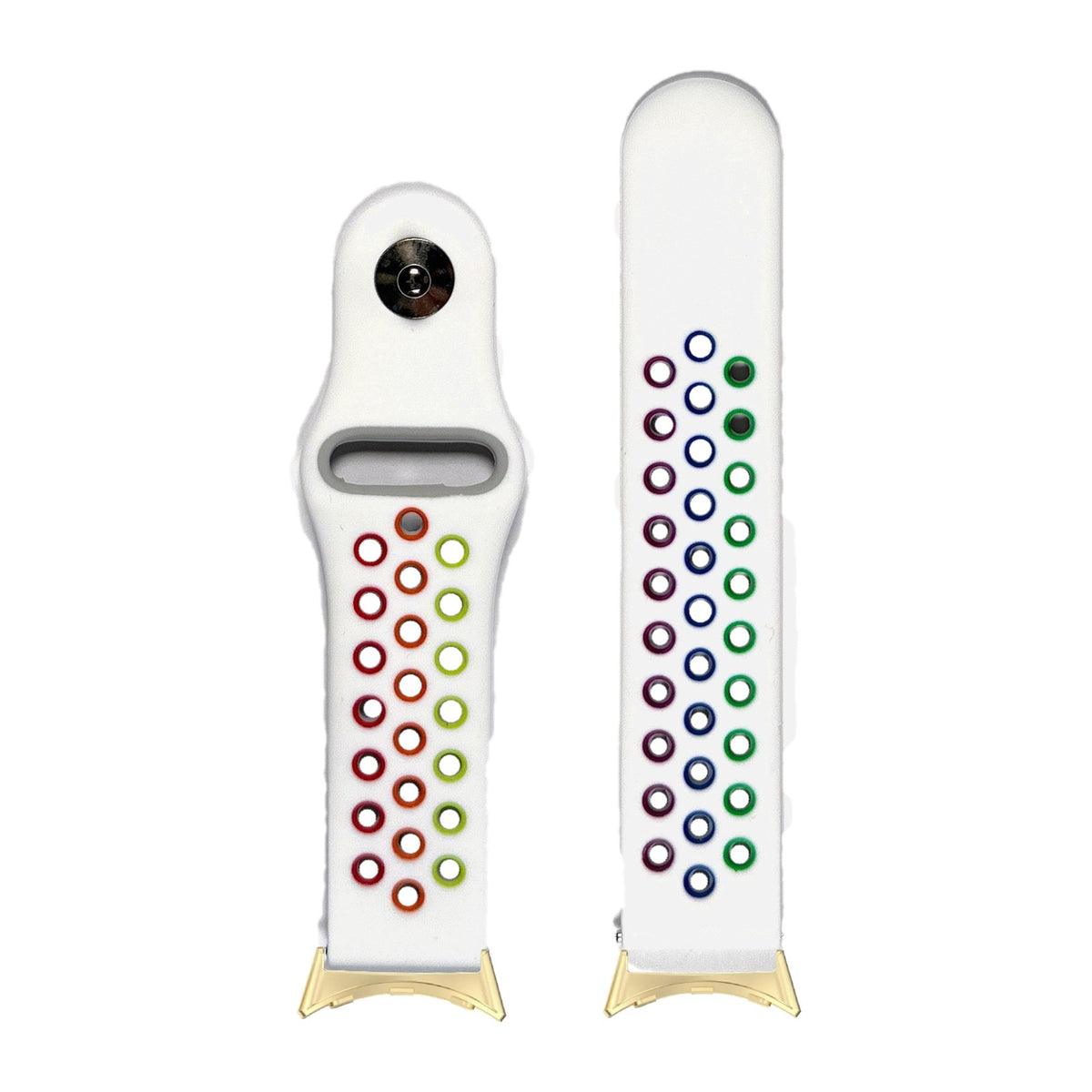 Rainbow Sports Silicone White Gold with Google Pixel Spring Bar Adapters - Wear Any 20mm Strap! for Pixel Watch 3-5 45mm