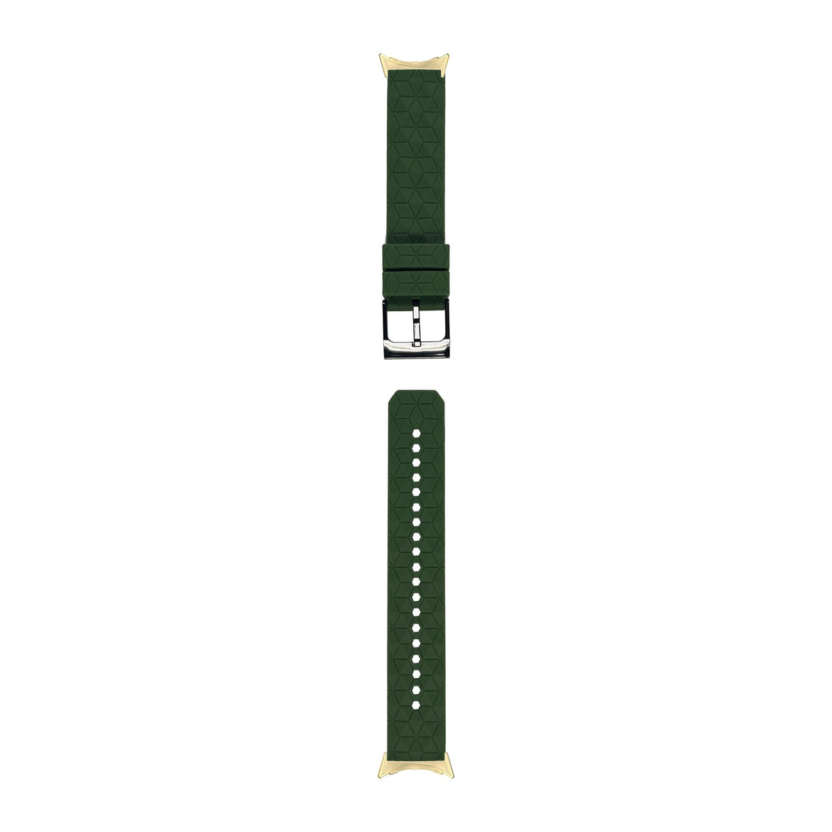 Prism Silicone [Black Hardware] Army Green Gold with Google Pixel Spring Bar Adapters - Wear Any 20mm Strap! for Pixel Watch 1-5 41mm
