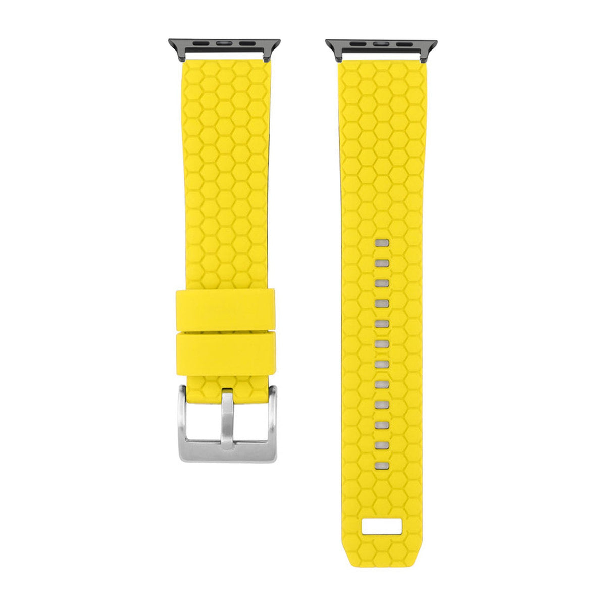 Hexagon Silicone Yellow Black with Connecters - Spring Bar Type for Apple Watch