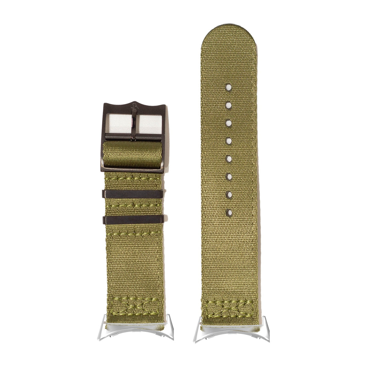 Ultra Militex - Army Green [Black Hardware] Silver with Google Pixel Spring Bar Adapters - Wear Any 20mm Strap! for Pixel Watch 3-5 45mm