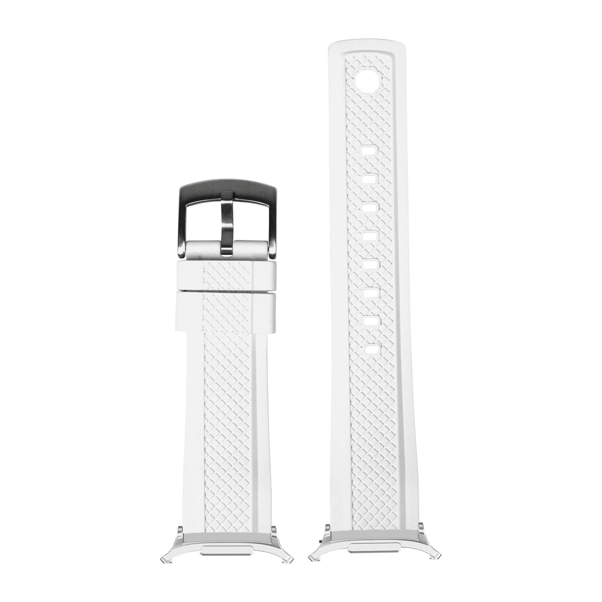 GridLock FKM Rubber - White Silver with Strap Adapter for Galaxy Watch 8-9/Ultra