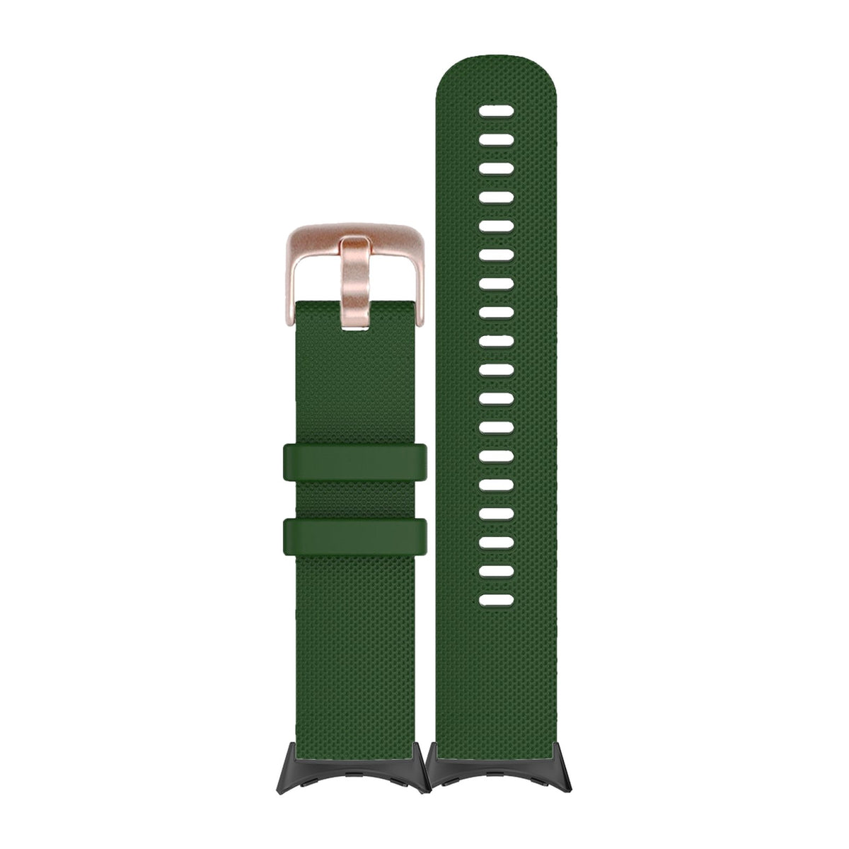 Classic Silicone Forest Green Rose Gold Black with Google Pixel Spring Bar Adapters - Wear Any 20mm Strap! for Pixel Watch 3-5 45mm