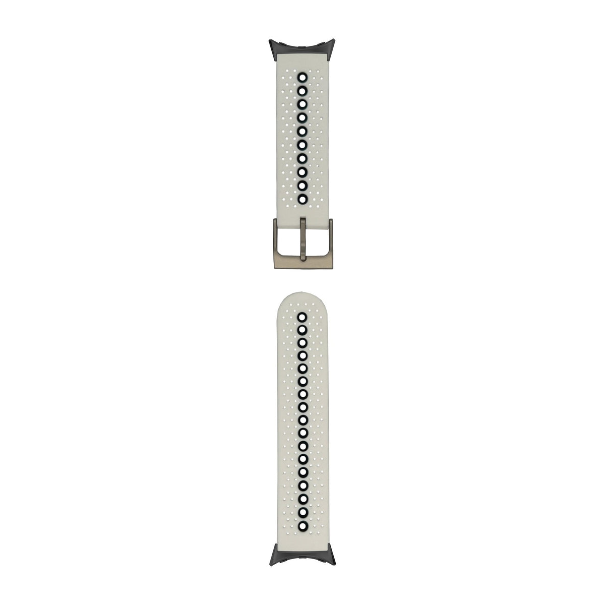 Flexi Sports Silicone 2 White Black with Google Pixel Spring Bar Adapters - Wear Any 20mm Strap! for Pixel Watch 3-5 45mm