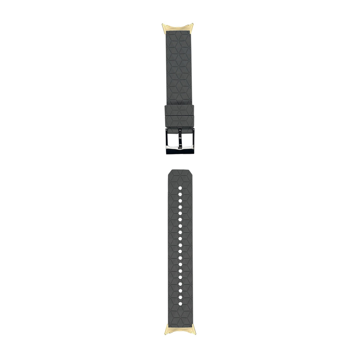 Prism Silicone [Black Hardware] Grey Gold with Google Pixel Spring Bar Adapters - Wear Any 20mm Strap! for Pixel Watch 1-5 41mm
