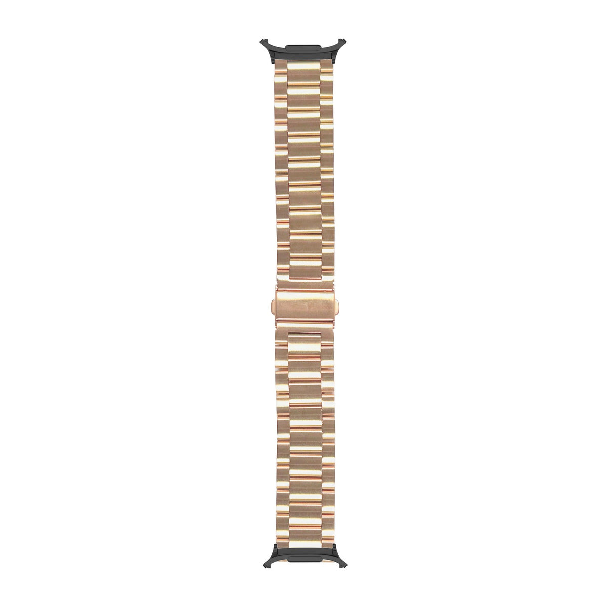 Steel Bracelet Black with Deployant Clasp - Rose Gold with Strap Adapter for Galaxy Watch 8-9/Ultra