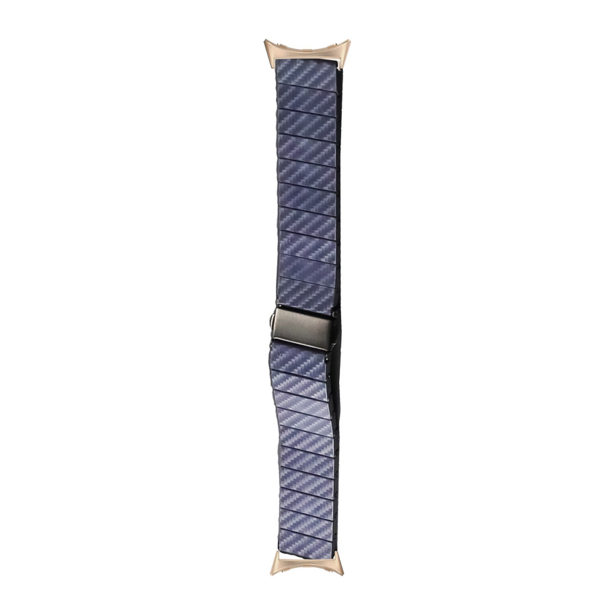 Carbon Fibre Bracelet - Blue Rose Gold with Google Pixel Spring Bar Adapters - Wear Any 20mm Strap! for Pixel Watch 3-5 45mm