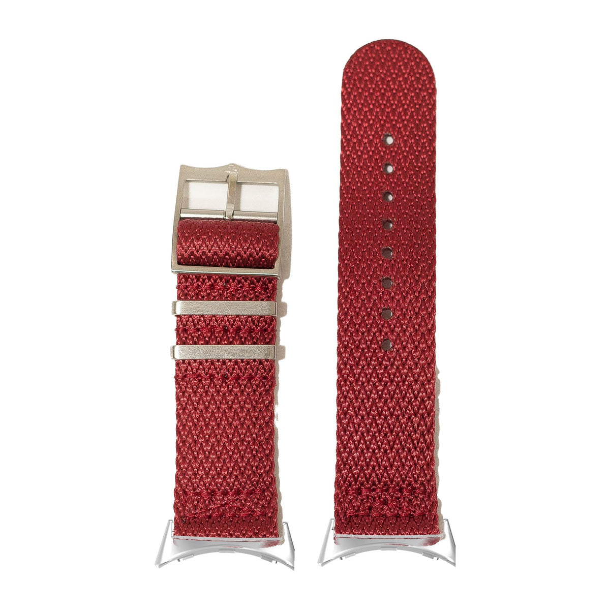 Sharktooth Militex - Red Silver with Google Pixel Spring Bar Adapters - Wear Any 20mm Strap! for Pixel Watch 1-5 41mm